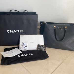 Chanel Large Black Quilted Glazed Calfskin Boy Shopping Tote by Ann's Fabulous Finds